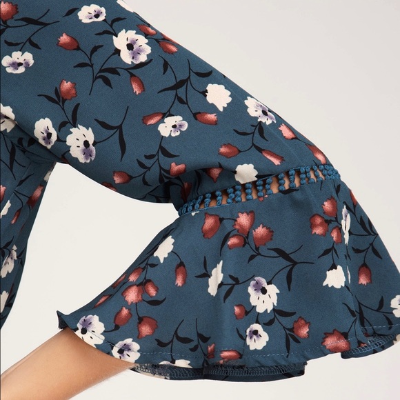 Dusty Blue Floral Romper - Picture 3 of 3